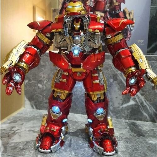Hasbro Avengers Super Hero Iron Man Mk44 Hulkbuster Battle Damage Ver Statue LED with Metal Movable Joint Model Toys
