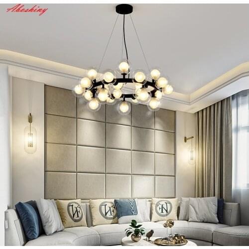 Nordic LED Bubble Ball Pendant Chandelier Modern Bedroom Living Room Dining Golden Light Magic Bean Molecule Lights Fixtures