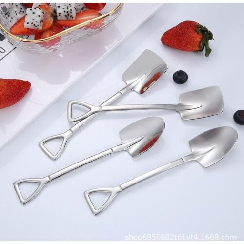 New Stainless Steel Spoon Household Thickened Net Red Soup Spoon Personality Shovel Spoon Stirring Dessert Spoon