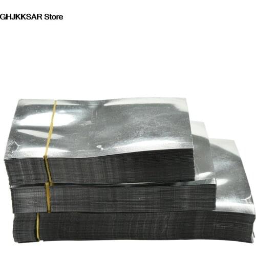 New 100 Pcs/lot Aluminum Foil Bag Pouch Mylar Vacuum Silver Food Storage Flat Bags 3 Sizes good quality