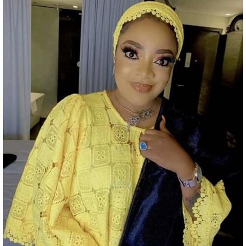 Latest 5 yards / wholesale price yellow water-soluble lace, used for sewing best quality African milk wedding lace fabric r19-34