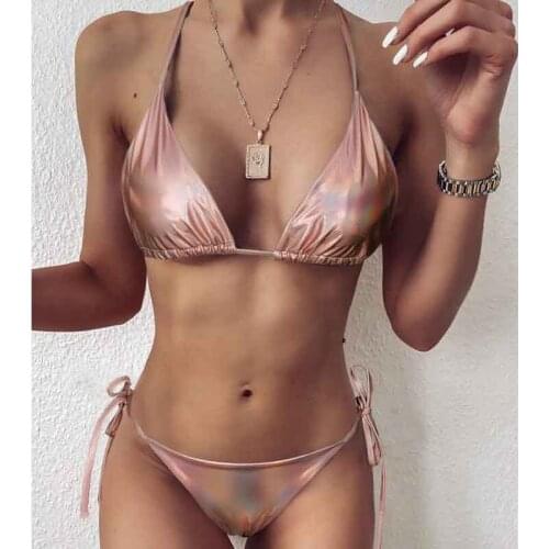 New Sexy Pu Faux Leather Bikini Women Swimwear Female Swimsuit Two-pieces Bikini set Bather Bathing Suit Swim Wear F88