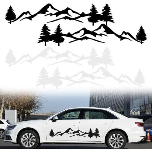 NEW Universal 1 Pair Car Tree Mountain Side Body Sticker Decor Vinyl Decoration Styling Black/White