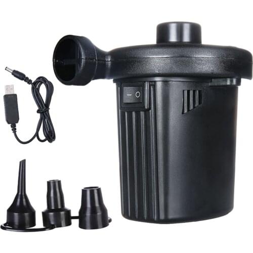 Portable USB Rechargeable Inflator Electric Air Pump Household Mattress Car Auto Air Inflatable Pump Inflator with 3 Nozzles