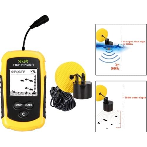 Portable Fishing Fish Finder Sonar Sensor 100 Meter Sounder Alarm Transducer
