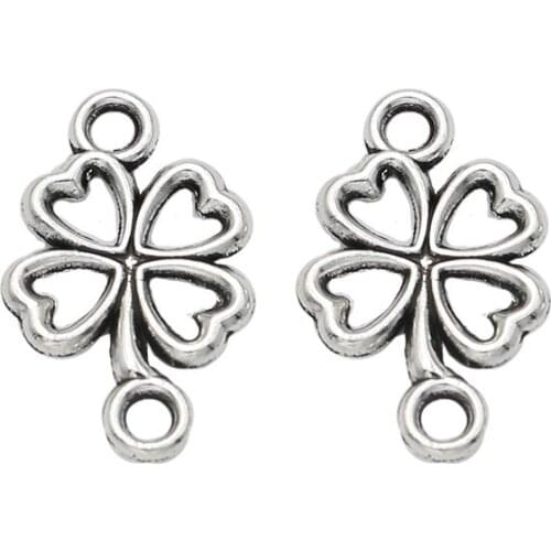 Antique Silver Plated Clover Connector for Jewelry Making Bracelet Necklace DIY Handmade Craft 20x13mm 30pcs/pcs