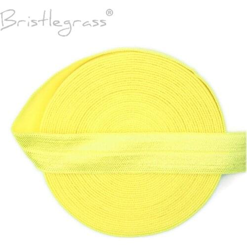 BRISTLEGRASS 5 Yard 5/8" 15mm Lemon Color FOE Fold Over Elastics Spandex Satin Kid Hairband Headband Lace Trim DIY Sewing Notion