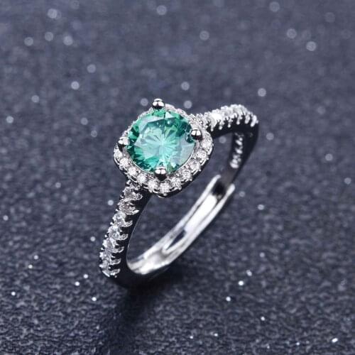 Simple Female Inlay Small White Zircon Green Stone Ring Silver Color Love Wedding Ring Fashion Promise Engagement Ring For Women