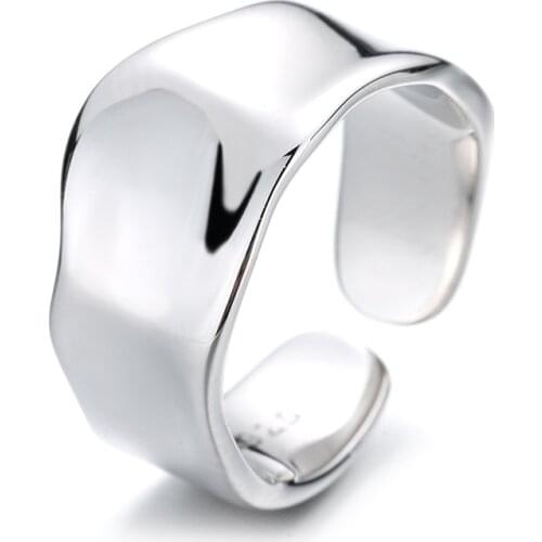 SA SILVERAGE European and American Irregular Retro Female RING 925 Silver Simple Opening Adjustable Finger Ring Silver Jewelry