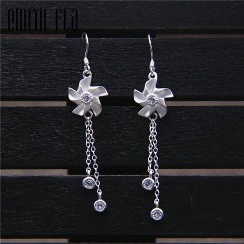 925 Sterling Silver Windmill Fringed Campanula Earrings Jewelry Female Fashion Accessories Hormone Allergy Earrings For Women