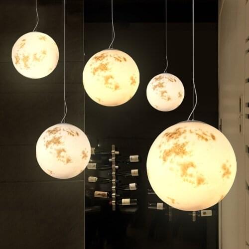 Modern simple restaurant hanging lights creative personality Nordic circular bedroom lamps lunar living room Pendant Lights
