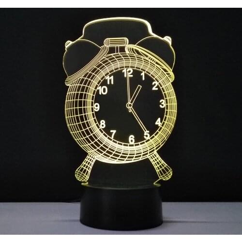 Childrens bedroom lighting 3d objet light Clock LED Table Lamp 7 Colors Changing Veilleuse Enfant engraved acrylic Luminaria