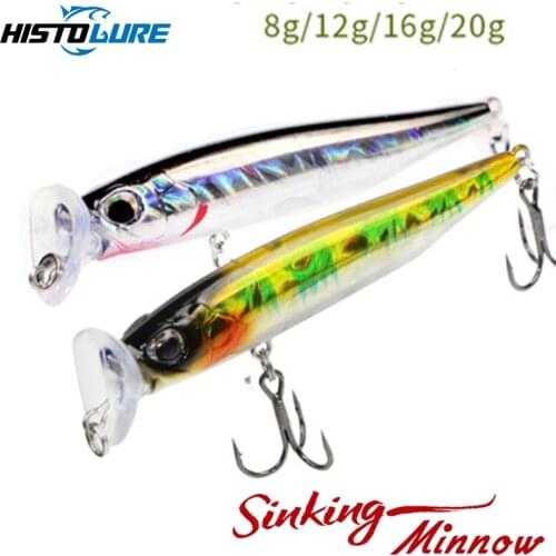 HISTOLURE Sinking Minnow Fishing Lure 8g 12g 16g 20g Long Casting Seabass Jerkbait Bass Big Hard Bait Wobbler