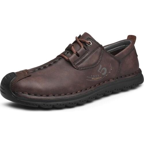 Genuine leather men shoes Handmade Casual Leather shoes Men Loafers Plus Size 48 Retro Leather men flats zapatos de hombre