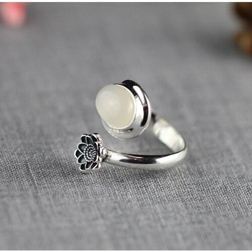 925 Sterling Silver Jewelry Ladies Fashion Fresh Lotus Adjustable Rings for Women Fashion Party Accessories Jewelry