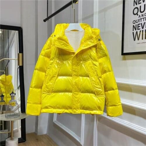 2021 Women Winter Fashion Short Waterproof Bread Parkas Female Solid Warm Cotton-padded Jacket Ladies Loose Hooded Outwear T619
