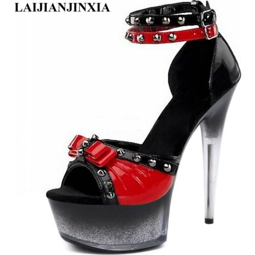 New 15 CM High Stripper Heels Platform Sandals Pole Dance Shoes Sexy Fetish Party Women Nightclub Model Full Dress Shoes