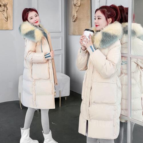Women 2021 Winter New Fashion Coat Parka Female Loose Casual Loose Jacket Ladies Thick Warm Hooded Cotton Padded Outerwear