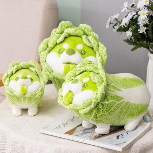 1pc 25/30/35cm Cute Vegetable Dog Plush Toys Creative Chinese Cabbage Shiba Inu Pillow Stuffed Animal Sofa Cushion Baby Gifts