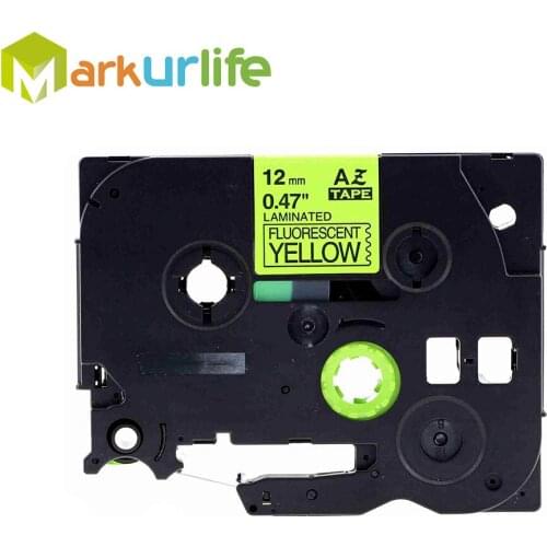 1 PCS/Lot Adhensive label Tze-C31 Tz-C31 Eye-catching Fluorescent Tape for Brother printer(12mm*5m) Fluorescent Black on Yellow