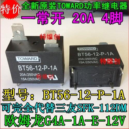 10 Free Shipping 20A power relay normally open original BT56-12-P-1A can SFK-112DM for G4A-1A-E-12V relay