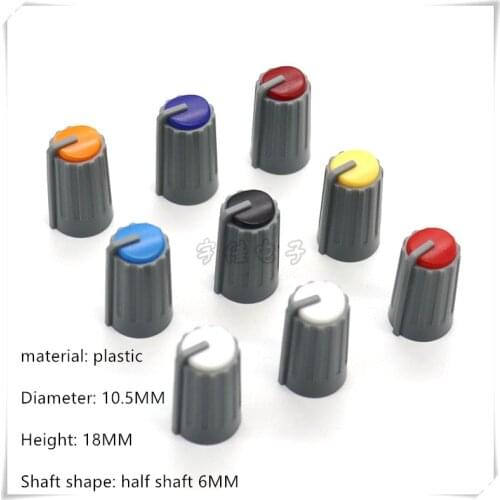 10 Piece 10.5*18MM half shaft plastic knob potentiometer rotary encoder volume switch knob suitable for D axis 6MM