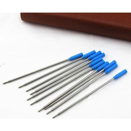10 pcs/lot Metal Ballpoint Pen Refills Blue Ink Color 11.6cm Length Crystal Pens Refill School Office Stationery Supplies