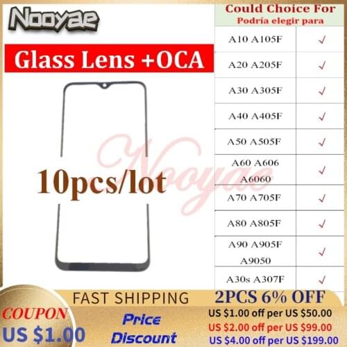 Front Digitizer LCD Sensor Panel For Samsung Galaxy A10 A20 A30 A40 A50 A60 A70 A750 Touch Screen Glass lens With OCA 10pcs/lot