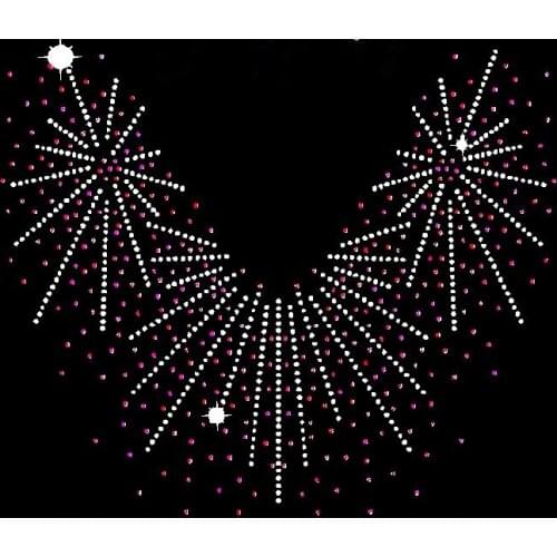 2pc/lot Neckline decor patch hot fix rhinestone transfers iron on crystal transfers design iron on transfer for sweater