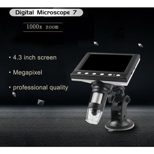2020 Newest 1080P DM7 HD 4.3 inch screen 1000x digital Microscope industrial Magnifier Camera for Android ios for iPhone iPad