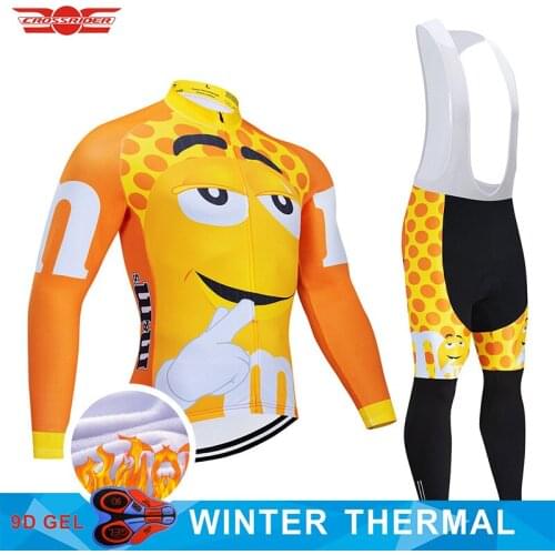 2021 Funny Winter Cycling Clothing Pants Set Yellow Bicycle Clothing Mens Ropa Ciclismo Thermal Fleece Bike Jacket Cycling Wear