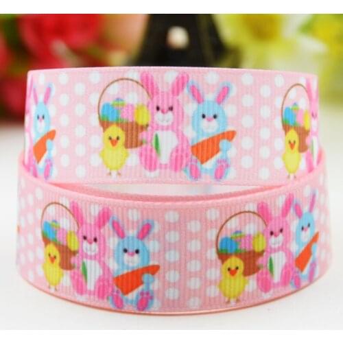22mm 25mm 38mm 75mm Easter Rabbit Cartoon Character printed Grosgrain Ribbon party decoration 10 Yards X-01664