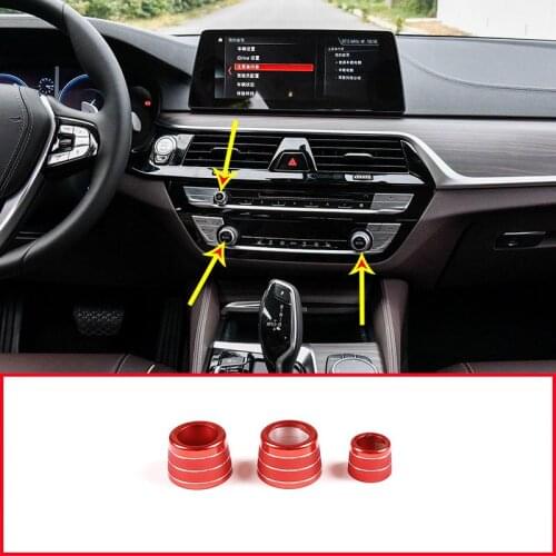 3Pcs For BMW 5 Series G30 G38 2018-2020 Alloy Audio Air Conditioner Knob Decorative Ring For BMW X3 X4 G01 G02 2019-2020 6gt GT6