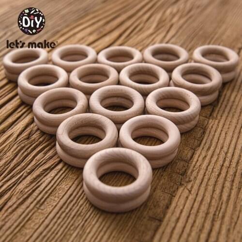 Lets Make 50PCS Baby Teething Food Grade Maple Wooden Teether Ring 55mm 40mm Toys Baby Rattles Wood Ring Wooden Crafts Custom