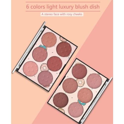 6 Colors Blush High-gloss Repairing Palette Makeup Face Blusher Natural Rouge Cheek Contour Blush Cosmetics