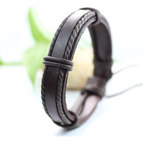 Retro 6Pcs/set Vintage Leather Bracelets Men Multilayer Braided Rope Bracelets for Male Female Ethnic Tribal Wristbands J89