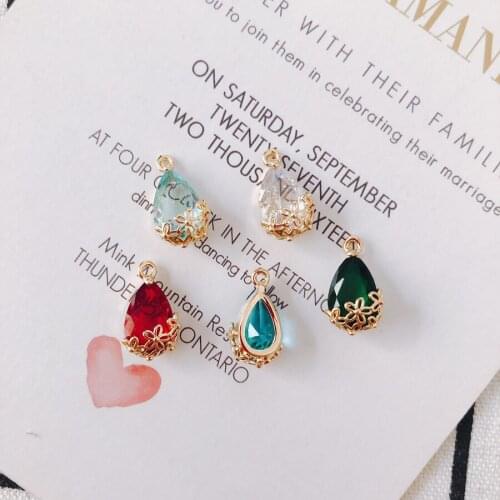 6pieces/lot Glass Mixed Alloy Earrings Pendant Pendant Diy Handmade Materials