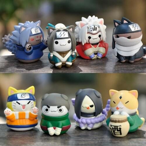 8PCS/Lot Anime COS Kawaii Cat Figures PVC Q Version Doll Gaara Kakashi Action Figure Room Decoration Cartoon Boy Toy Kid Gift