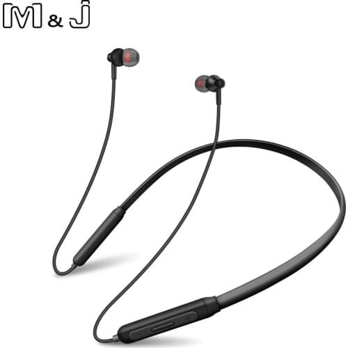 M&J 12 Hours Playtime Wireless Bluetooth Headphone Neckband Sport Stereo Waterproof Magnetic With Mic Earphone For iphone xiaomi