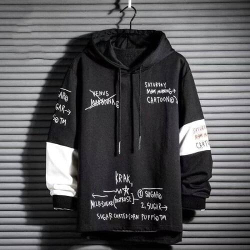 Black Hip Hop Hoodie Men Casual Punk Sweatshirts Streetwear Cool Women Autumn Oversized Male Fashion Patchwork Hooded Hoodie