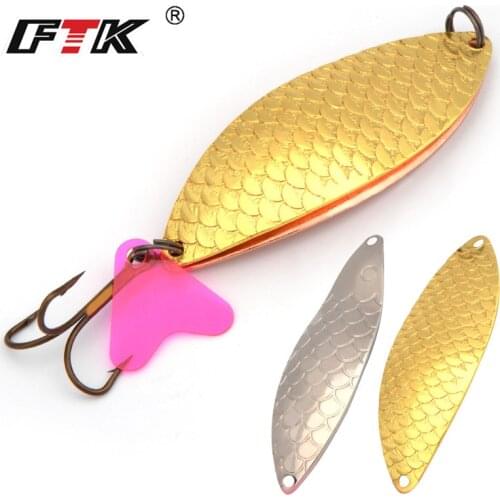 FTK 1PC 20G 21G Spoon Fishing Lure With Hook Hard Fishing Spoon Lure Metal Jigging Lure Baits carp