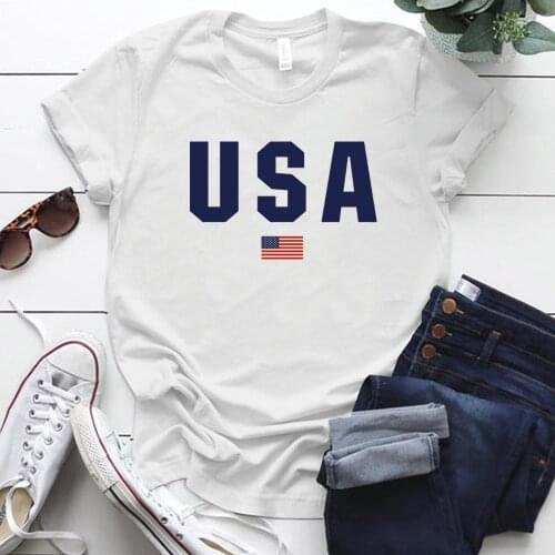 USA National Flag Printing Graphic Tee Shirt Femme Harajuku Short Sleeve Plus Size S-5xl Summer Tops Streetwear Femme T-shirts