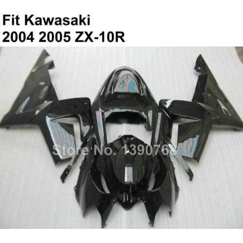 Hot sale fairings for Kawasaki Ninja ZX10R 2004 2005 glossy black ZX-10R 04 05 fairing kit 7 gifts KO58