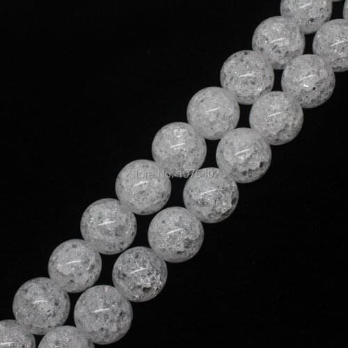 Mini.order is $7!16mm Crackle Rock Crystal Quartz Round Loose Beads 15