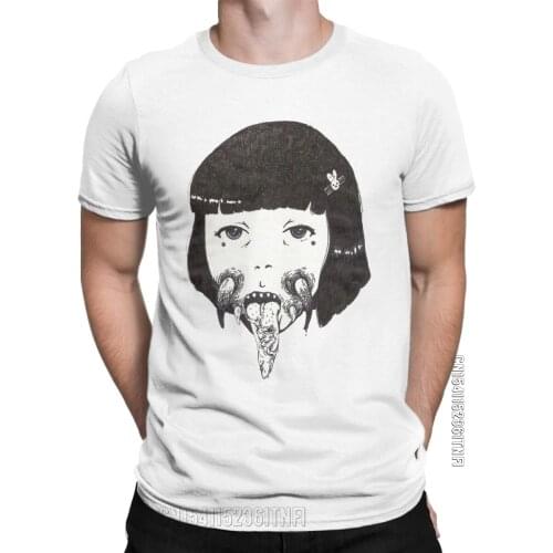 Junji Ito Manga Horror Mens T Shirts Fun Tee Shirt Classic Short Sleeve Round Neck T-Shirt Cotton 2XL 3XL Clothing