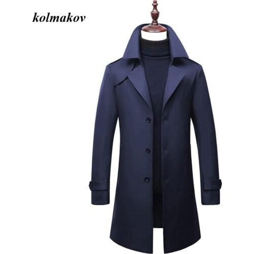 New Arrival Style Men Solid Trench Coat Fahion Casual Single Button Epaulet Long Loose Trench Jacker Overcoat Dress Size M-4XL