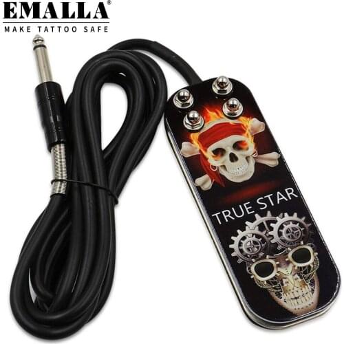 EMALLA Tattoo Foot Fedal Stainless Steel Tattoo Foot Pedal Switch With 1.8M Silicon Soft Wire Power Cord Tattoo Power Supply
