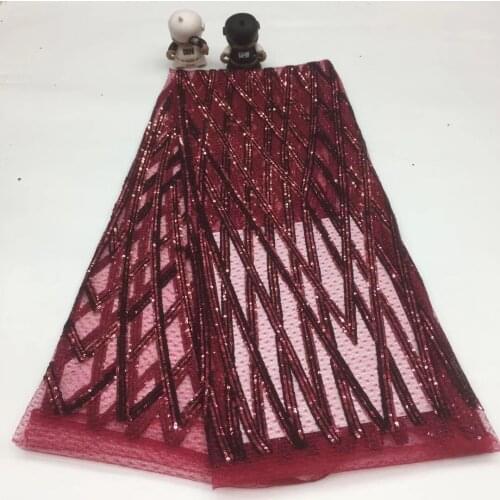 Wholesale African Lace Fabric 2020 High Quality Lace French Lace Fabric Sequin Lace Fabric Beautiful Wine Color XX3322