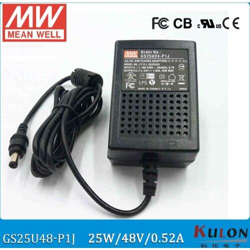 Original MEAN WELL GS25U48-P1J 25W 0.52A 48V meanwell industrial wall-mounted adaptor level V 2 pole USA plug