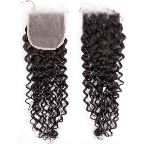 Osolovely Water Wave 5x5 Closure Human Hair Lace Closure With Baby Hair Swiss Lace 14-20'' Brazilian Remy Hair Natural Color